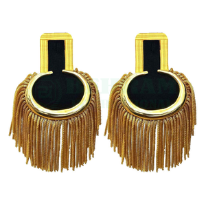 High Quality Gold Bullion Embroidered Luxury Shoulder Epaulette Sequins Leather Badges <b>Sew</b>-On Customized - Product Image 4