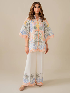 ชุดเซ็ต 2 ชิ้น เสื้อครอปแขนกุดผ้าชีฟองปักลายสไตล์ลำลองสำหรับผู้หญิง ผ้าฝ้าย 100% คอทรงโอ ลายเรียบ ทรงปกติ - Product Image 5