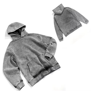 Sudadera con Capucha Personalizada con Lavado Ácido para Hombre, Azul, Estilo Urbano, Oversize, con Capucha, Fabricación OEM, Sudadera Casual de Moda - Product Image 6
