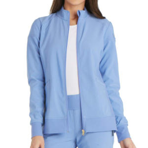 Chaqueta Médica para Mujer, Azul Claro, Poliéster, Tejido de Punto, Cierre Completo, Uniforme de Hospital, Blusa Moderna de Poliéster para Hospital - Product Image 1
