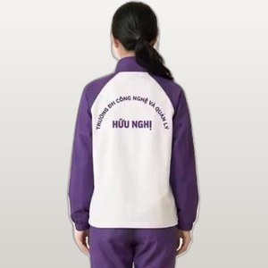 Veste coupe-vent uniforme universitaire UTM pour femme, violet et blanc, luxe, haute qualité - Product Image 3