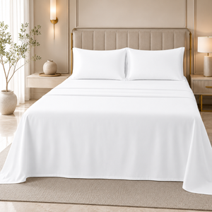 Premium Comfort 210 TC Bedsheet | Plain White Soft Cotton <b>Bed</b> Linen with Breathable Easy Care Fabric for Hotels Resorts or Homes - Product Image 4