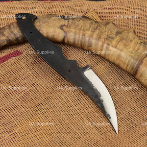 Cuchillo de hoja fija personalizado, acero de alto carbono, punta caída, filo recto, cuchillo de camping, material para mango DIY, venta al por mayor UA - Product Image 4