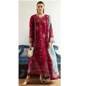 Vestido de Fiesta de 3 Piezas para Mujer, Elástico, con Bordado Chikankari de Lujo, con Paneles de Camisa Bordados, Mangas y Bordes - Product Image 2