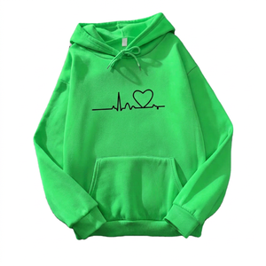 Sudadera con Capucha Rosa Unisex con Bordado de Corazón, 100% Algodón, Corte Largo y Holgado, Estilo Casual, Ecológica, para Otoño - Product Image 5