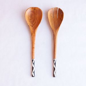 Wholesale Price Natural Wooden Salad Server Set High Quality Eco-Friendly Wooden Spoon long Handle Fork Kitchenware Utensil - Product Image 5