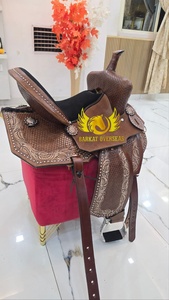Tooled Oakleaf and basketweave Western Horse Leather Show Saddle Portable <b>Soft</b> Gel padded Seat and durable saddle tree custom - Product Image 2