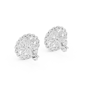Boucles d'oreilles clous en argent de luxe avec fleurs et diamants pour femme, bijoux fins minimalistes, tendance, certifiées IGI, cadeau de fiançailles et de mariage - Product Image 3