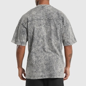 T-shirt homme oversize délavé à l'acide, col rond, manches courtes, coupe lourde, épaules tombantes, style streetwear - Product Image 1