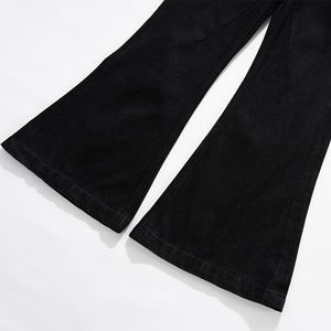 Jean évasé pour homme en denim de coton, couleur personnalisable, taille mi-haute, coupe ample, décontracté, délavé, couleur unie, pour soirée, automne - Product Image 2