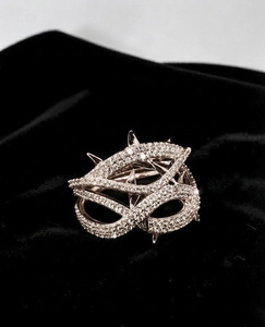 Spike Studded Mask Statement <b>Ring</b> VVS1 Real Moissanite Pave Crossover <b>Ring</b> 925 Silver <b>Gothic</b> Punk Wholesale Jewelry Manufacturer - Product Image 6