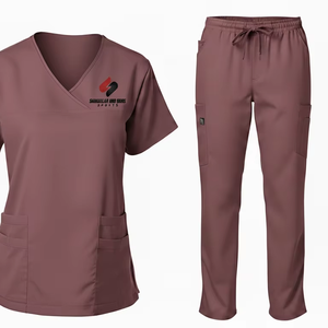 Durable Medical Scrub Uniform <b>Set</b> Unisex Hospital Nurse <b>Doctor</b> Workwear Soft Cotton Blend Professional Scrubs OEM Factory - Product Image 1