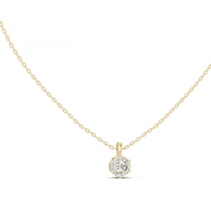 Collar Atemporal con Diamante CVD Sostenible de Corte Redondo y Engaste de Garras en Oro Blanco, con Solitario Brillante Redondo de Oro Blanco de 18k - Product Image 1