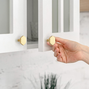 <b>Metal</b> Cabinet Knobs Solid Kitchen Cabinet Knobs Hexagon Shape Brushed Gold Knobs for Kitchen Cabinets and Drawers Dresser Knob - Product Image 5