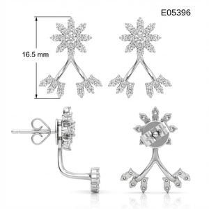 Boucles d'oreilles clous tendance en or blanc massif 18 carats avec diamants véritables, qualité supérieure, vente directe usine, idéales pour mariage et anniversaire - Product Image 5