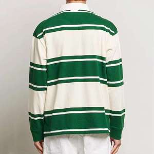 Custom Logo Mens Rugby <b>Polo</b> Shirt Long Sleeve Stripe T-Shirt Pure Cotton Jersey Twill Collar Casual Shirt - Product Image 3