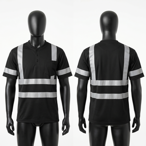 เสื้อยืดนิรภัยตาข่ายโพลีเอสเตอร์ 180 GSM สำหรับผู้ชาย สีส้ม แผ่นสะท้อนแสง พิมพ์โลโก้แบบซับลิเมชั่นตามสั่ง - Product Image 6