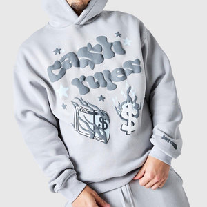 Sudadera con Capucha Blanca para Hombre, Algodón French Terry, Estampado de Letras en la Parte Delantera, Estilo Casual Otoñal, Corte Regular, Diseño con Bolsillos - Product Image 1