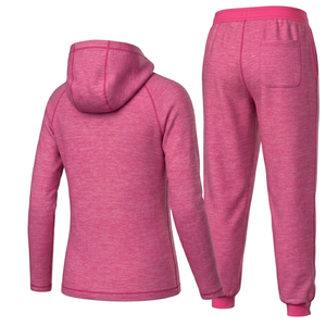 Conjunto Deportivo Unisex Ecológico con Capucha Rosa, Manga Corta, Color Sólido, Pantalones Casuales con Cordón y Bolsillos Laterales, Ropa de Invierno - Product Image 2