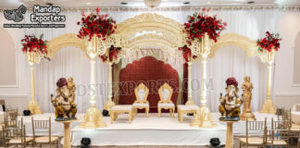 ศาลาแต่งงานไม้สไตล์พระราชวังหรูหรา ขายส่ง ศาลาฮินดูแกะสลักลายพระพิฆเนศแบบราชวงศ์ ศาลาพิธีแต่งงานสีงาช้างแบบมหาราชา สหรัฐอเมริกา - Product Image 3