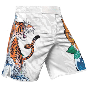 กางเกง MMA ยูนิเซ็กซ์ ลายพิมพ์ Tiger Wave แบบ Sublimation ผ้าโพลีเอสเตอร์ ยืดหยุ่น น้ำหนักเบา แห้งเร็ว สำหรับฝึกซ้อมศิลปะการต่อสู้แบบผสมผสาน ทรงหลวม - Product Image 2