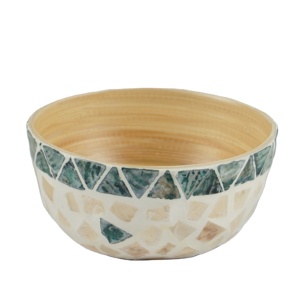 Ensaladera de bambú hilado personalizada de alta calidad con acabado de laca brillante de nácar, utensilios de cocina ecológicos hechos en Vietnam - Product Image 3