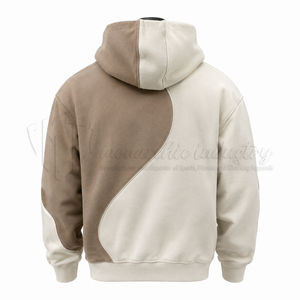 Custom <b>Men</b>’s Oversized Color Block Pullover Hoodie Heavyweight Cotton Fleece Streetwear Casual Hooded Sweatshirt - Product Image 2