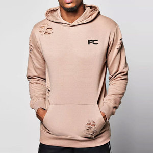 <b>Top</b> Selling OEM Service Men <b>Distressed</b> Hoodies Solid Winter 100% Cotton Oversized Fit Side Pockets Wholesale Price - Product Image 2