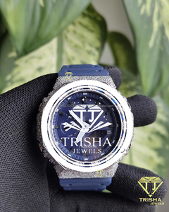 VVS Moissanite <b>Diamond</b> <b>Watch</b> 925 Sterling Silver Blue Sapphire Bezel Full Pave Iced Out Luxury Hip Hop <b>Watch</b> - Product Image 2