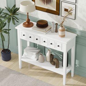 Consolle Rustica con Ripiano Aperto e Gambe in Legno di Gomma per Ingressi, Soggiorni e Corridoi - Product Image 3