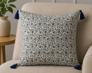 Boho Luxury Square Cotton Printed Indian Floral Handmade Cushion <b>Cover</b> <b>for</b> <b>Sofa</b> and Throw Pillow Home Decor - Product Image 1