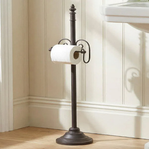 Porte-papier toilette sur pied, design classique en acier, support de sol durable pour salle de bain - Product Image 1