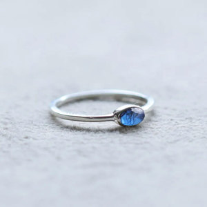 Handmade Silver <b>Labradorite</b> <b>Ring</b> Delicate Small Oval Flash Stone Minimalist Boho Healing Jewelry Wholesale by Hari Om Creation - Product Image 4
