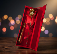 Kotak Beludru Merah Mawar Berlapis Emas Buatan Tangan Mewah Bergaya Alami Ramah Lingkungan Romantis untuk Hari Valentine Natal Imlek