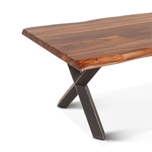 Table basse en bois avec base en métal, table basse moderne en bois avec base en métal, style industriel, meubles de salon, vente en gros - Product Image 3
