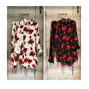 Kurti de Rayón con Estampado Floral Rojo para Mujer, Corte Holgado, Estilo Casual Midi, Ropa Étnica de India y Pakistán, para Todas las Temporadas - Product Image 1