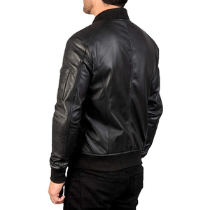 High Quality Coated Leather Jacket 100% Cow Skin Stand Collar Hooded Vintage Style for <b>Men</b> - Product Image 5