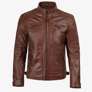 Nouvelle veste marron personnalisée avec logo pour hommes, vestes en cuir vintage, vestes pour hommes, vêtements d'extérieur, veste d'hiver de haute qualité, streetwear - Product Image 1