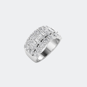 Anillo de Boda Apilable de Media Eternidad con Diamantes Cultivados en Laboratorio de Corte Esmeralda de 1.30 CTW, VVS VS, en Oro Blanco, Amarillo y Rosa de 14K - Product Image 2