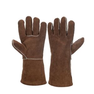 Guantes de Soldadura de Cuero Rojo Marrón, Resistentes al Calor y al Aceite, con Protección para el Pulgar, para Trabajos de Construcción e Industriales - Product Image 3