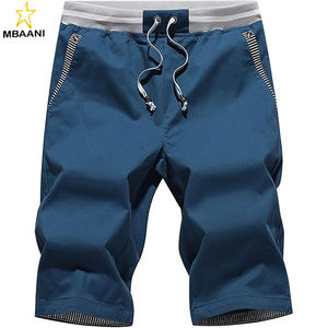 Pantalones Cortos de Hombre, Casuales, Corte Clásico, de Algodón, para Verano y Playa, con Cintura Elástica y Bolsillos - Product Image 1