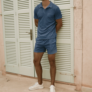 Ensemble de pyjama deux pièces pour homme, style décontracté, en tissu éponge 100% coton, chemise et short en flanelle - Product Image 4