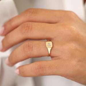 Trending Women's <b>925</b> <b>Silver</b> Wedding <b>Ring</b> 14k Baguette Pinky <b>Ring</b> Moissanite 14k Gold Plated Wedding Band Unique <b>Ring</b> for Women - Product Image 2