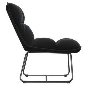 Black Velvet Leisure Chair with Adjustable Metal Medium <b>Backrest</b> Medium Chaise Lounge - Product Image 5