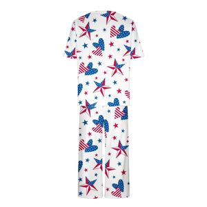 Ensemble de pyjama décontracté 2 pièces pour femme, imprimé, coupe régulière, longueur 3/4, col ras du cou, manches courtes, respirant et écologique - Product Image 6