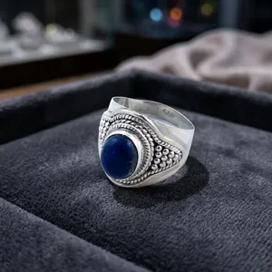 Bohemian 925 Silver <b>Lapis</b> <b>Lazuli</b> <b>Ring</b> Bezel Setting Gemstone Jewelry Unisex Everyday Wear Royal blue <b>lapis</b> <b>lazuli</b> silver <b>Ring</b> - Product Image 5