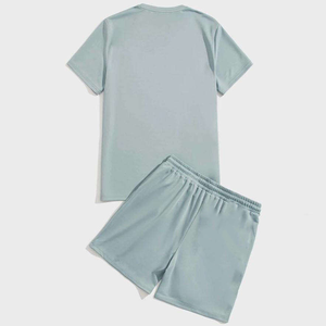 Summer <b>Men</b> Set Sporting Suit <b>Men</b> Short Sleeve <b>T</b>-<b>Shirt</b> Shorts Sets Pakistan Manufacturer Shorts Set for Sale Solid - Product Image 5