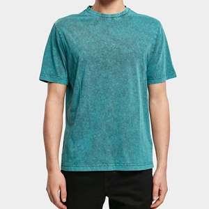 Camisetas de Algodón 100% con Lavado Ácido para Hombre, Corte Holgado, Logotipo Personalizado Impreso, Alta Calidad, Corte Corto, 180g, Transpirables - Product Image 1