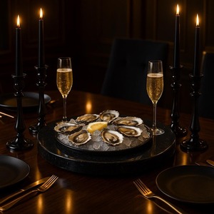 Sophisticated Black Marble Lazy Susan Suitable For Serving Condiments Snacks Desserts And Appetizers Wholesale From India - Product Image 2