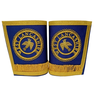 Guanti da Massone di Grado Superiore, Junior, Deacon, Craft, Grand Rank, blu reale, con ricamo in filo d'oro, regalia per cerimonie massoniche - Product Image 6